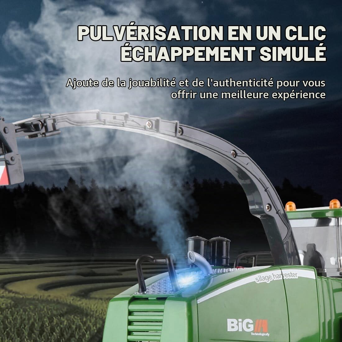1/24 Moissonneuse-batteuse Télécommandée, 2,4-GHz RC Tracteur Moissonneuse de Ferme, Tracteur de Récolte Ferme Véhicule Jouet avec Lumière Et Spray