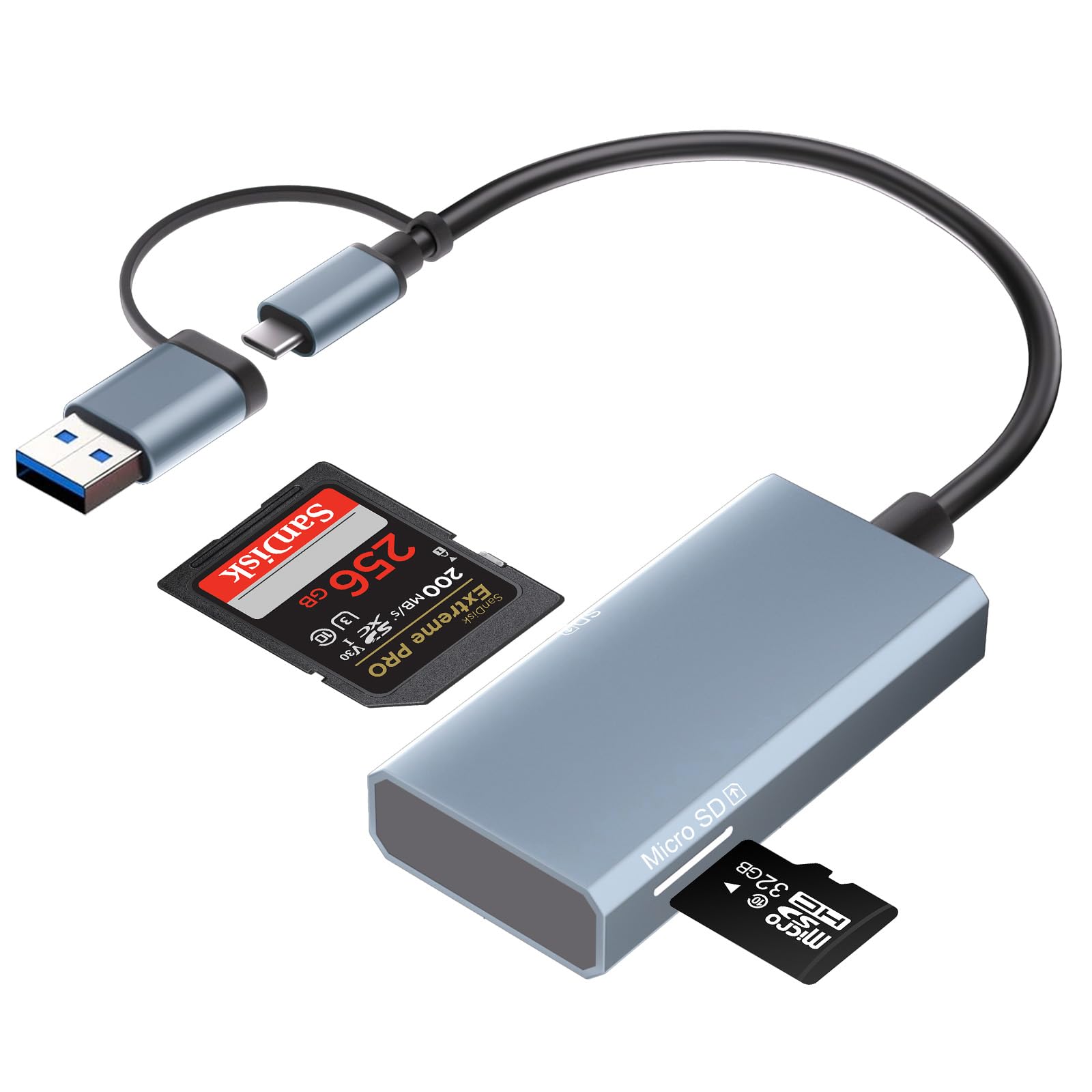 Lettore Schede SD USB 3.0 Alta Velocit&agrave; - Supporta Micro SD/TF/SDHC, Con Portachiavi, Per Windows/Mac