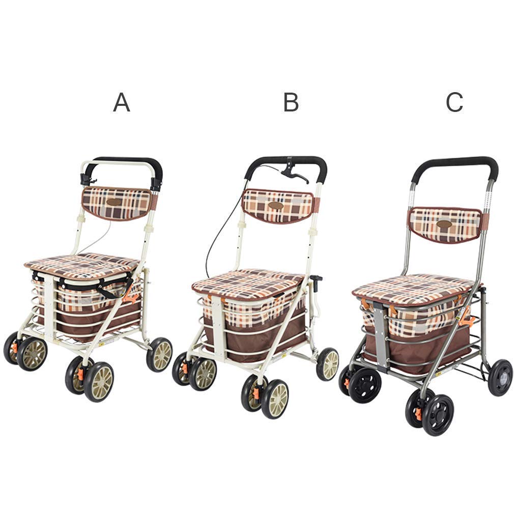 Walker, Heavy Duty Koszyk na zakupy z siedziskiem, 4 koła Medyczne pomoce do chodzenia Składany, Drive Rollator Walker Lekka rama ze stopu aluminium o wysokiej jakości, używana do spacerów seniorów