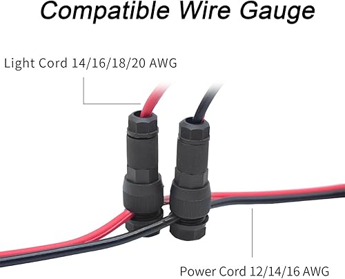 Miniatura 3 de Arector 6 conectores de cable de bajo voltaje, conector de cable de alimentación de luz de paisaje al aire libre, 12-20 AWG para luces de camino de