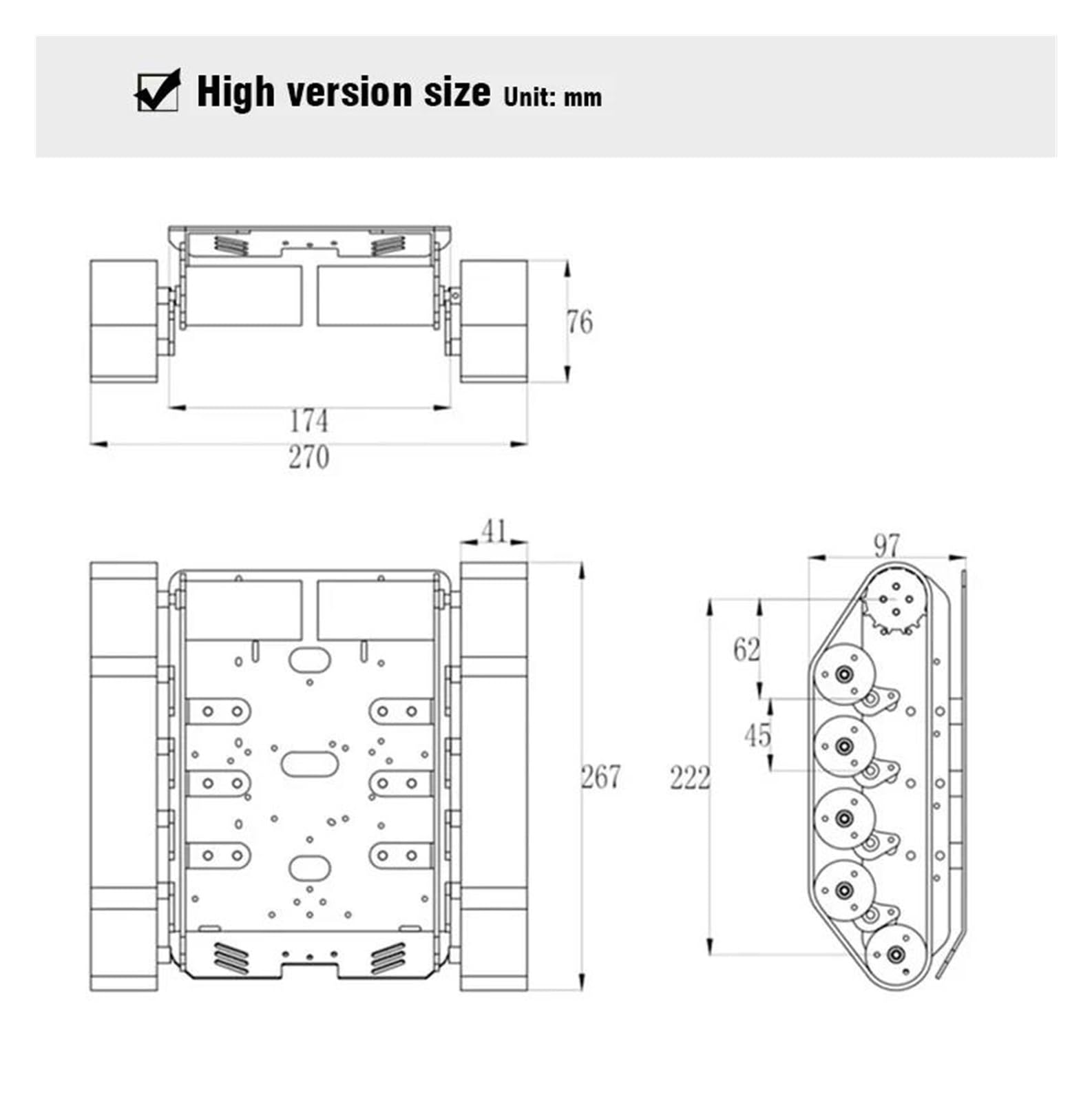 Adecuado para kit de chasis 4WD con codificador de velocidad, kit de juguete de tanque, chasis inteligente, chasis de oruga, chasis de robot, codificador de metal con codificador para modelo de