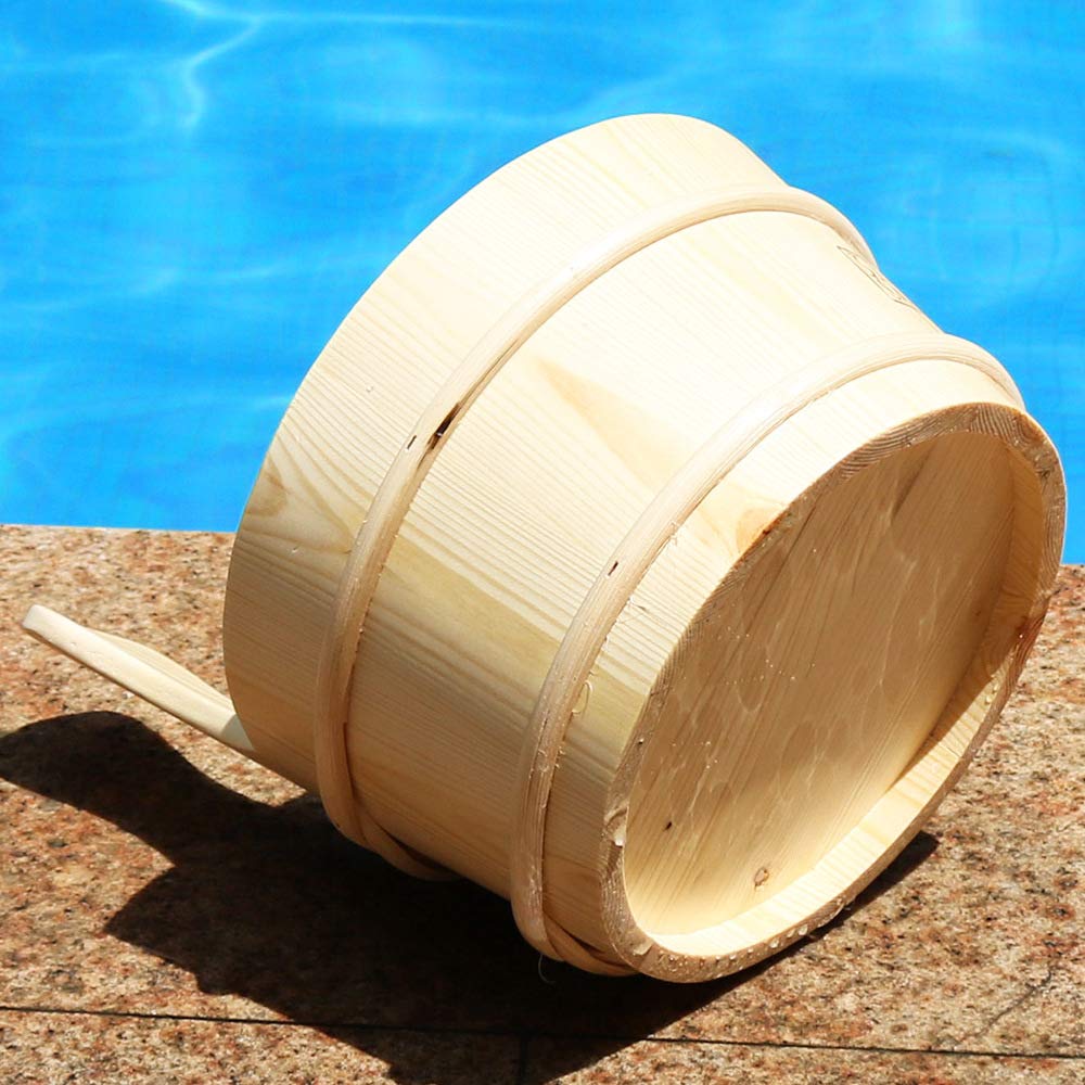 zalati Juego de cubeta y cucharón de madera de 4 litros de capacidad, para accesorios de vapor de sauna
