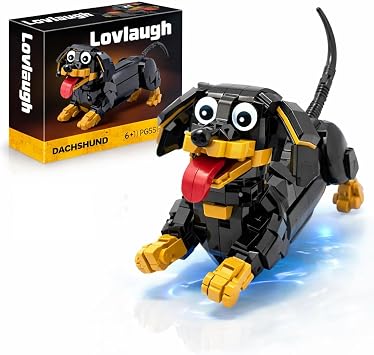 Dachshund Dog Building Blocks Set 889PCS Movable Ears, Legs & Wagging Tail | Realistic Collectible Model | Creative STEM Toy for Adults & Kids