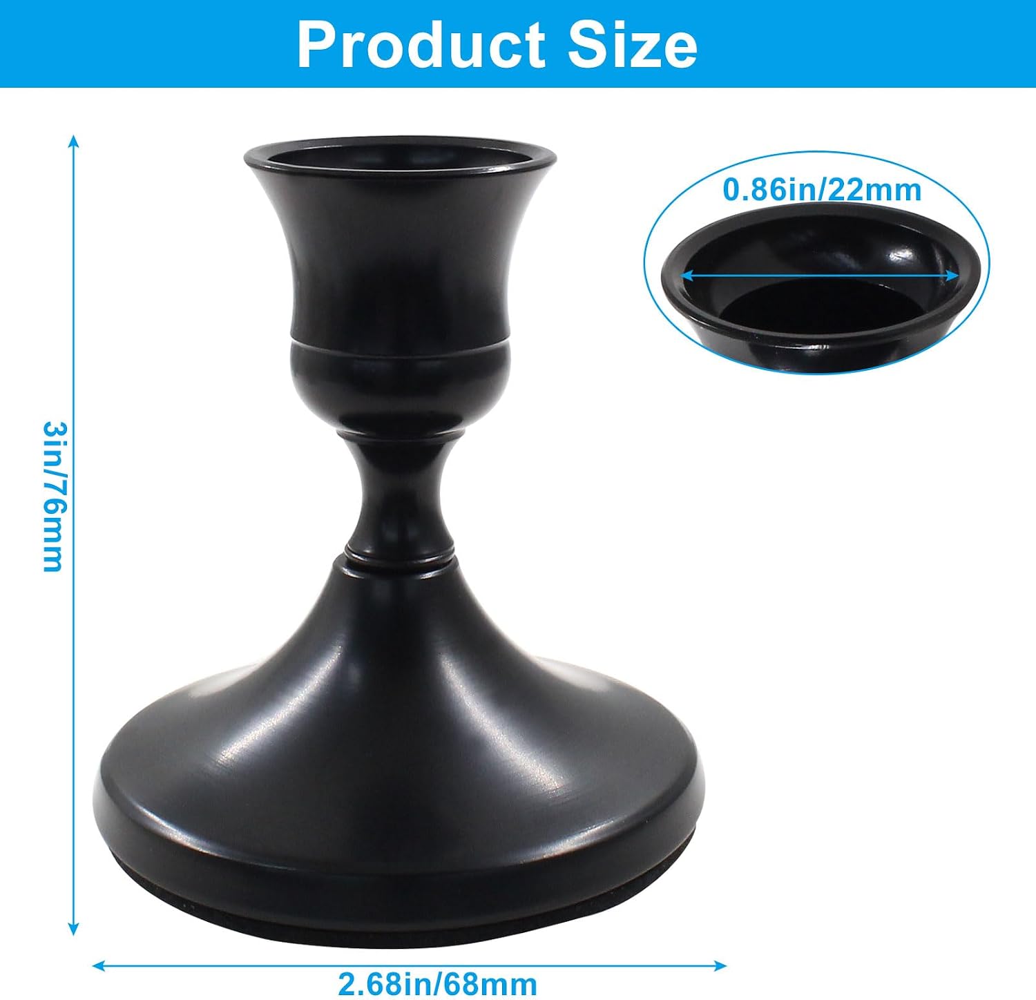 Waziaqoc Set of 2 Black Taper Candle Holder, Vintage Metal