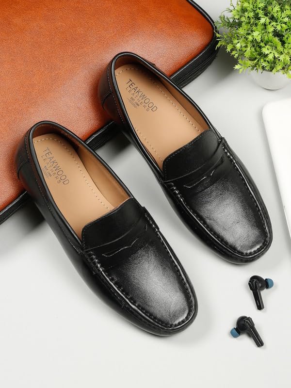 Image of Teakwood Genuine Leather Formal Loafers Office Shoes for Men