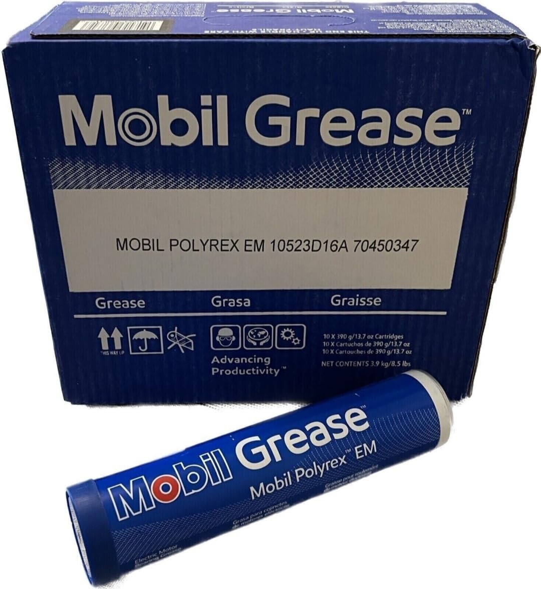 (2 Pack) - 13.7 oz Mobil Polyrex EM, Motor Grease - 2 Tubes - High-Performance Lubrication for Electric-Motor Bearings