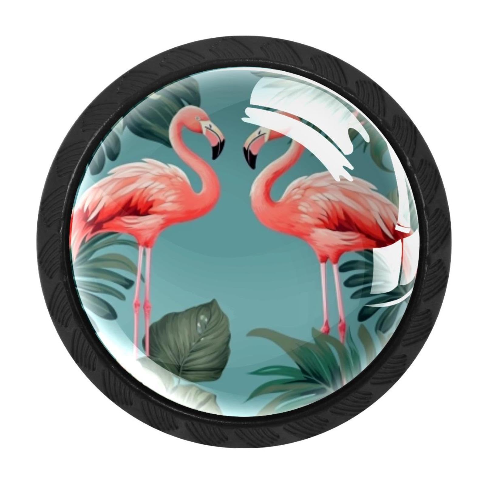 Chenzzzz Multicolored 06 4 Pack Black Flamingo Rainforest Cabinet Pulls With Screws, Kitchen Cabinet Knobs Hardware