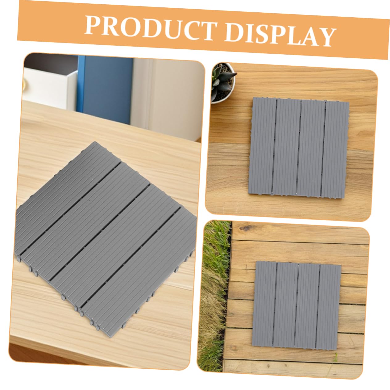 Angoily 4pcs Interlocking Balcony Deck Tiles Plastic Patio Decking Tiles Imitation Wood Texture Outdoor Indoor Floor