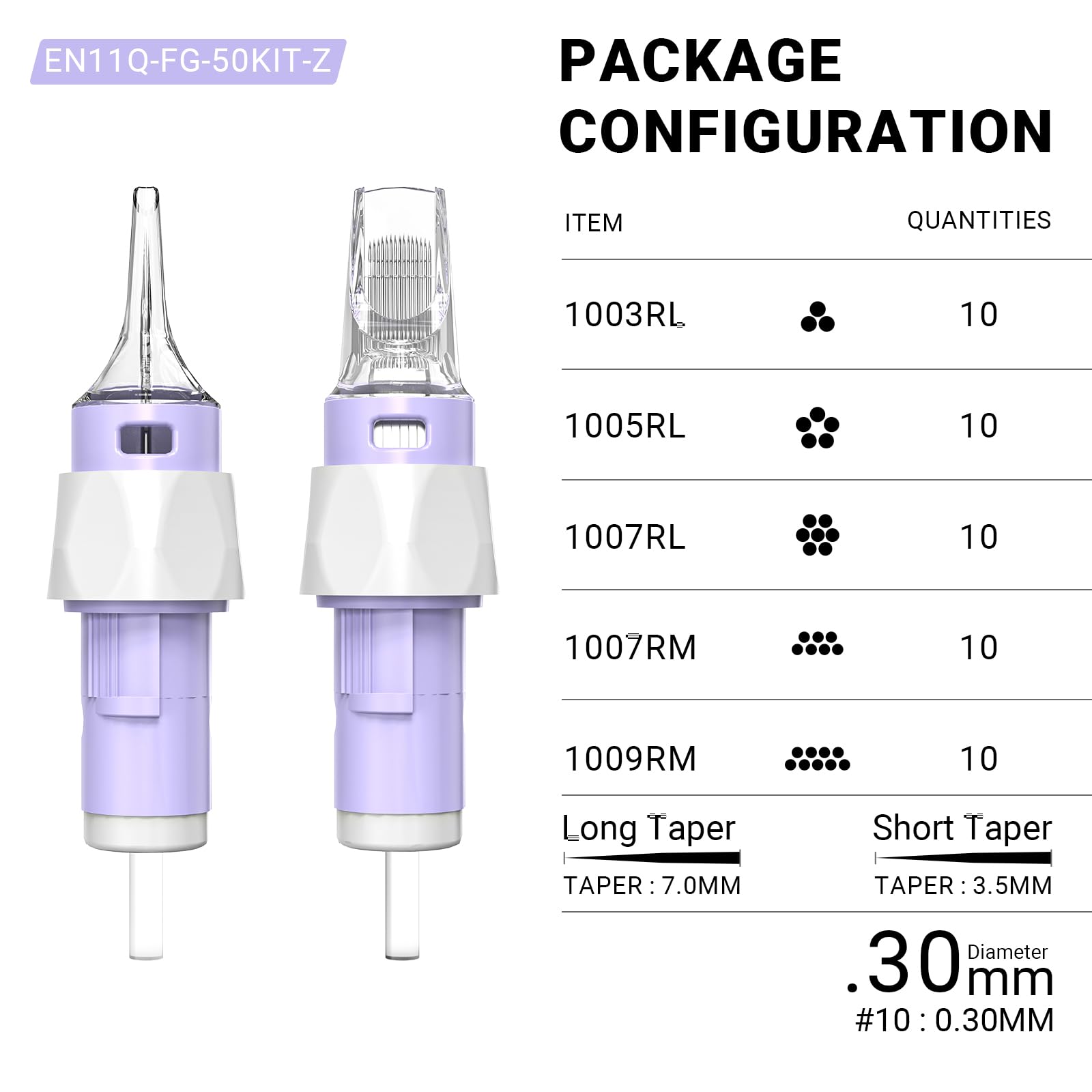 ANTIKE 50Pcs Mixed Tattoo Cartridge Needles Disposable Tattoo Needle # 10 Bugpin Round Liner Curved Magnum Shader 3RL 5RL 7RL 7RM 9RM Finger Ledge Tattoo Cartridges Mixed Box EN11Q-FG-50KIT-Z - Image 2