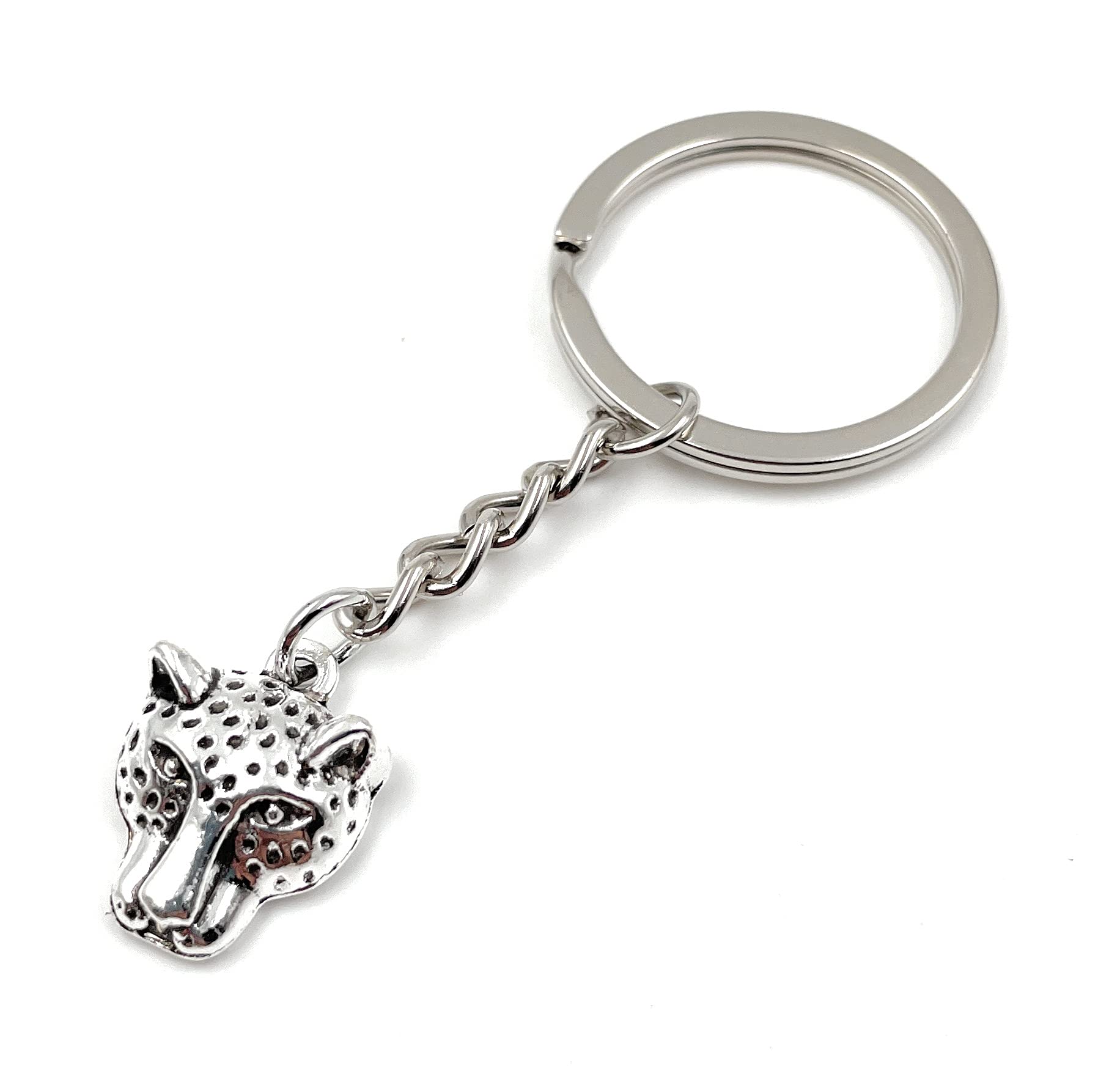 Onwomania Panther Head Keyring Metal Lucky Charm in Aluminium Gift Box, Ideal as a Gift, silver, One Size