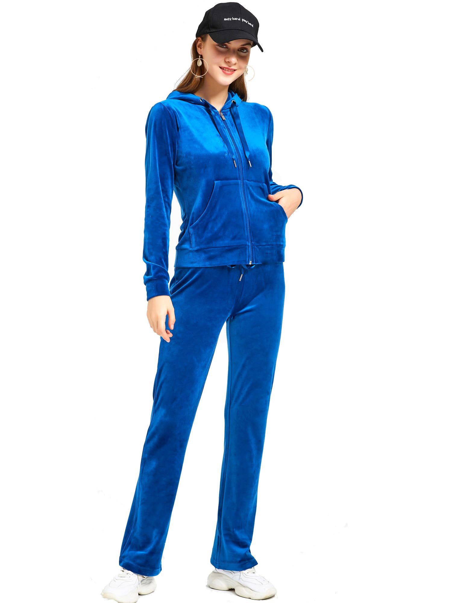 Woolicity Tuta Sportiva Donna in Velluto Completi Felpa con Cappuccio Pantaloni Jogging Invernale Passeggiata Casual Pigiama Ginnastica