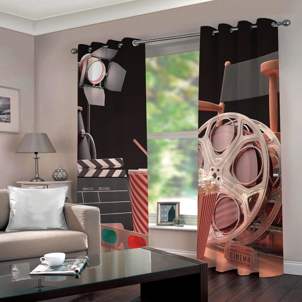 Nexan Tende Oscuranti Proiettore Retrò Tenda Oscurante Con Occhielli Per Interni Soggiorno Camera Da Letto Stanza Dei Bambini Poliestere Termica Isolante Stampa 3D 220x210cm