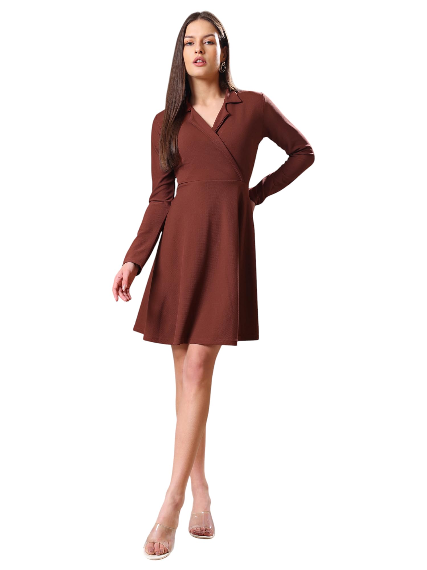 Purvaja Womens Fit & Flare Mini Dress (Bely-159_Brown_Xx-Large)