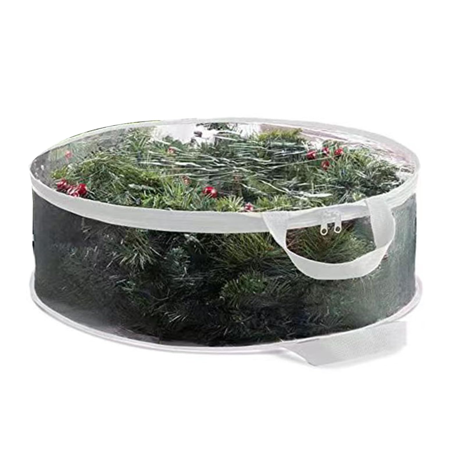 FackLOxc Zippered Transparency Storage Bag Christmas Wreath Organiser Dustproof PVC Materials Holiday Decoration Protective Case Pvc Christmas Wreath Storage Bag Clear Transparency
