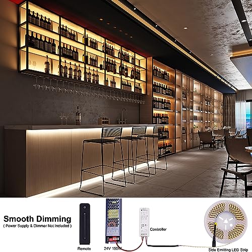 Image of JOYLIT 24V LED Strip Side Emitting 16.4FT 630LEDs 4000K Natural White, UL Listed SMD 4020 75W CRI 92+ 8000LM Super Bright Dimmable Adhesive Tape Light Indoor Task Lighting for Showcase, Cabinet