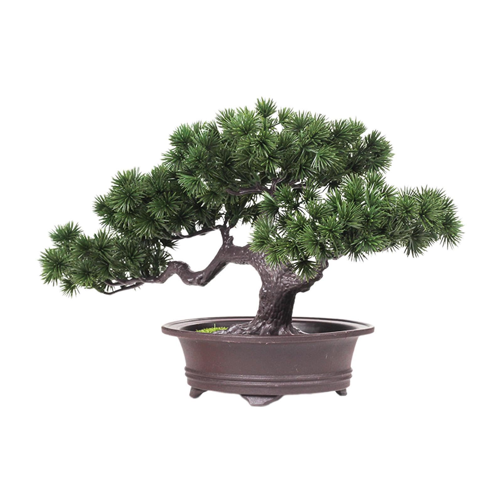 TWISAXC Realistic Welcoming Tree Potted Plant Artificial Bonsai Decoration Stunning PP Indoor Green Display Options Desk Artificial Bonsai DIY Zen Garden Decor, Style B