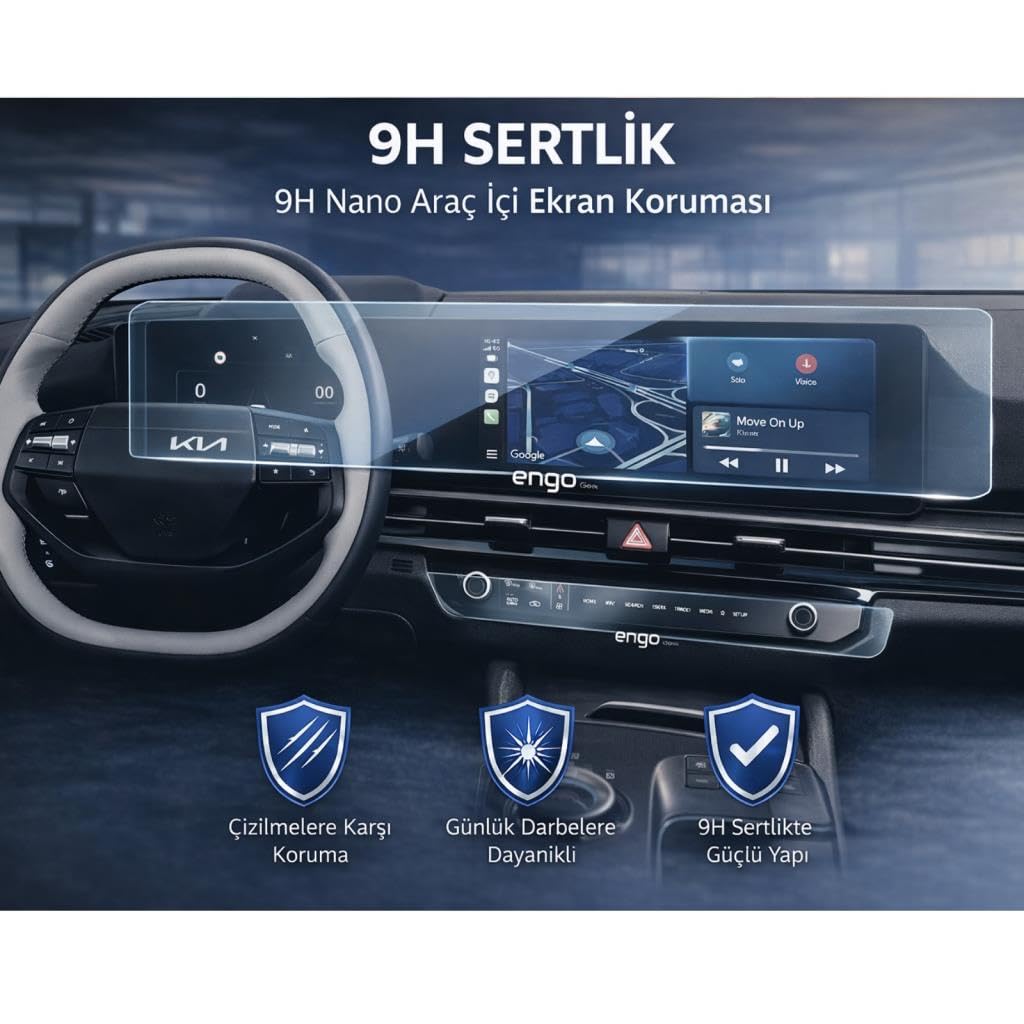 Engo Kia Stonic İle Uyumlu Ekran Koruyucu 12.3 İnç Multimedya 4.2 İnç Gösterge