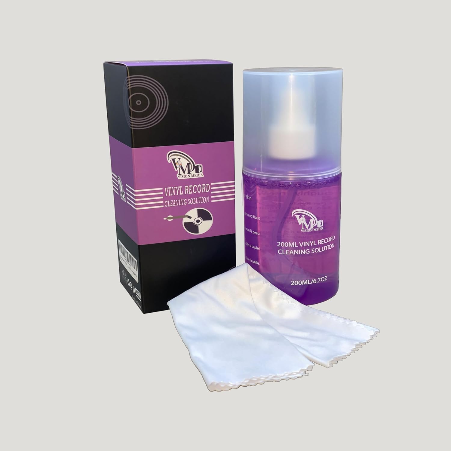 – Professional LP Record Cleaner Solution :| 200ml (8oz) Antistatic Vinyl Record Restoration & Cleaning Kit, Supersoft Microcloth, Crystal Clear Sound.