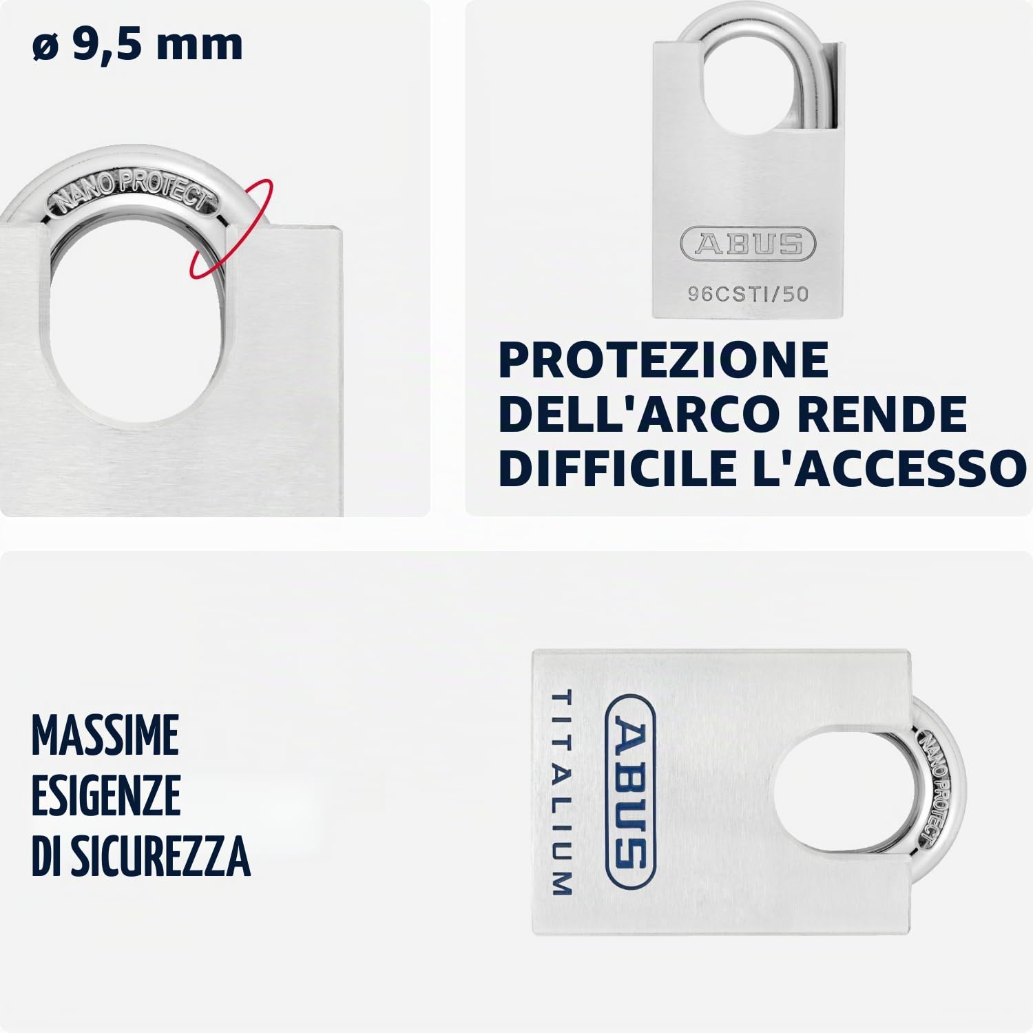 Candado Titalium arco protegido puntos 50 blister