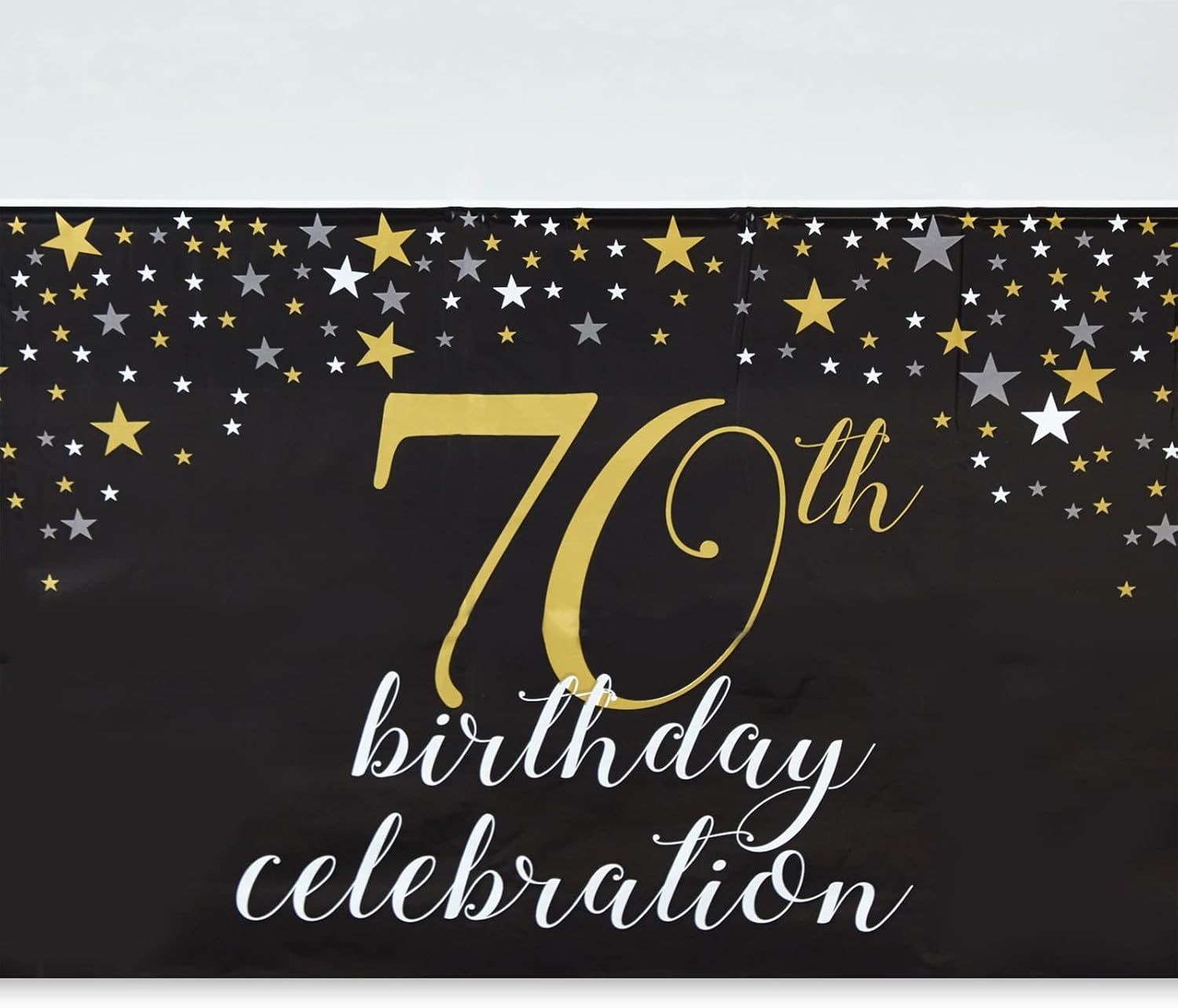 170-Piece 70th Birthday Party Supplies, Serves 24 Black and Gold Plates, Napkins, Cups, Cutlery, Tablecloth and Banner : Home & Kitchen