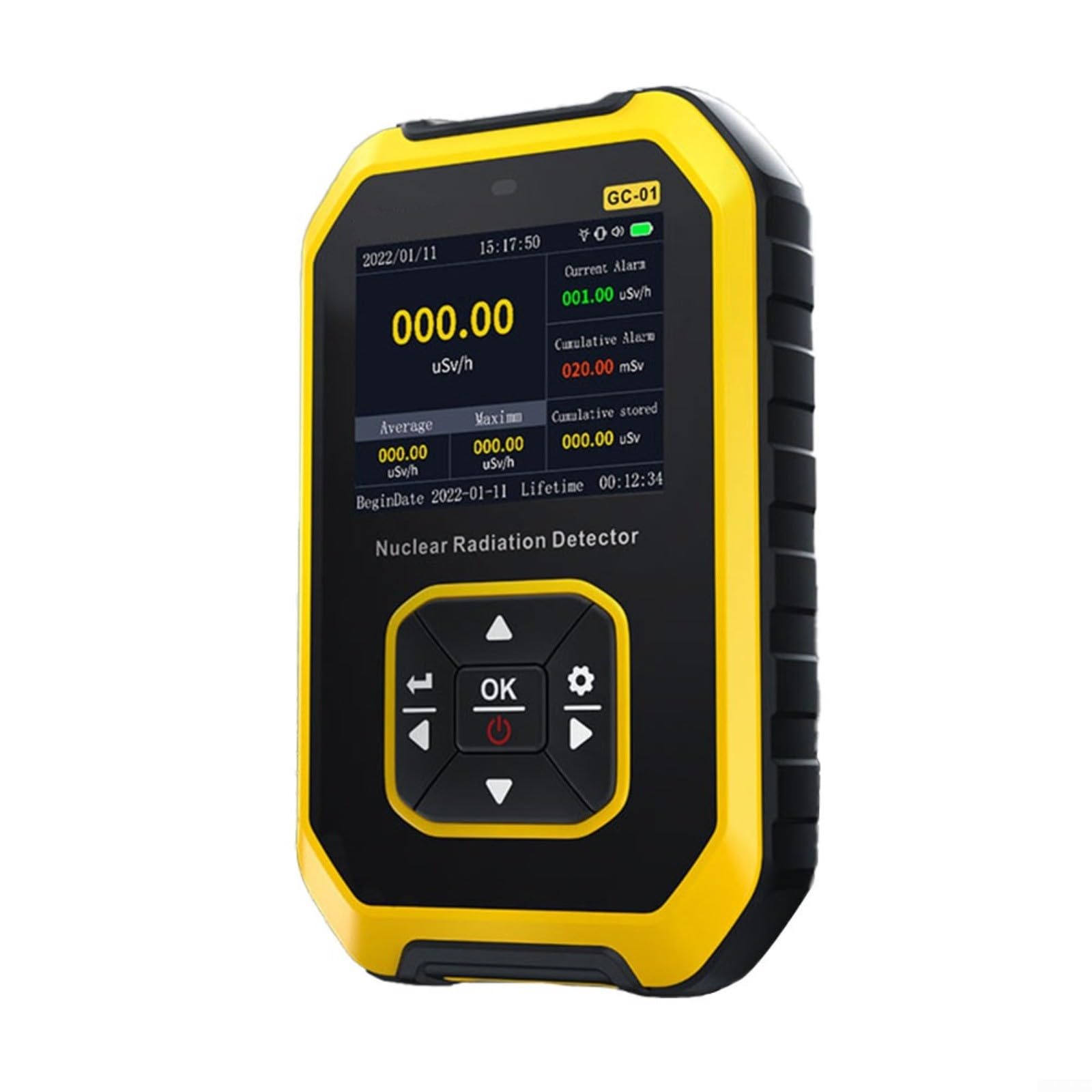 Détecteur de rayonnement nucléaire pour compteur GEIGER avec alarme de dose personnelle pour Gamma Beta X pour détection de RAY, utilisation industrielle et alimentaire (jaune)
