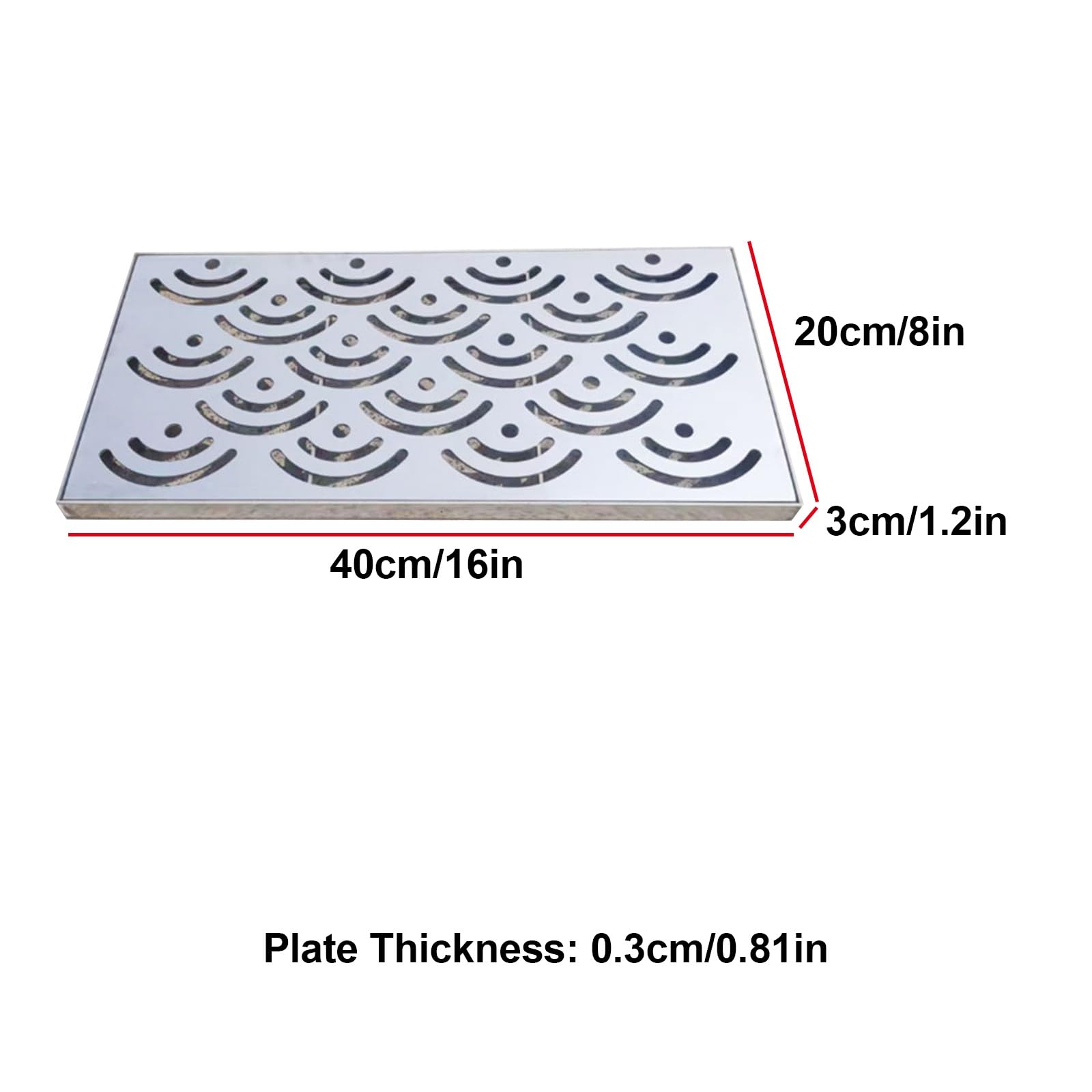 Arqueta Jardin de Tanque Séptico Empotrada, Tapa para Alcantarilla con Marco con Filtro, Material de Acero Inoxidable 304, para Pavimento de Patio, Acera, Entrada de Vehículos(20x40cm/8x16in)