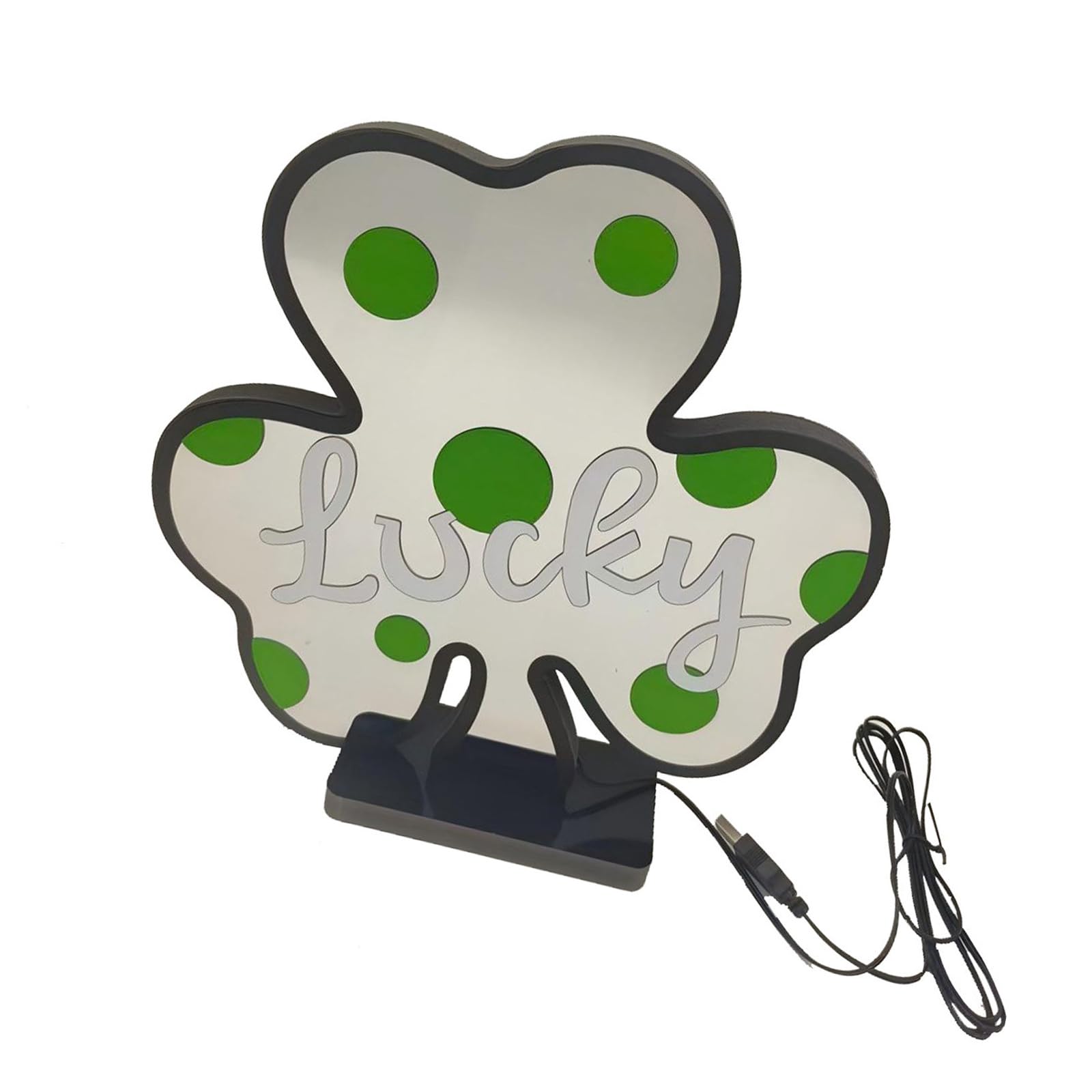 Hsioluted Multipurpose LED Lighting Clovers Shape Atmospheres Lamp Table Ornament PVC Texture Suitable for Home and Event Decors Patricks Day Party Light