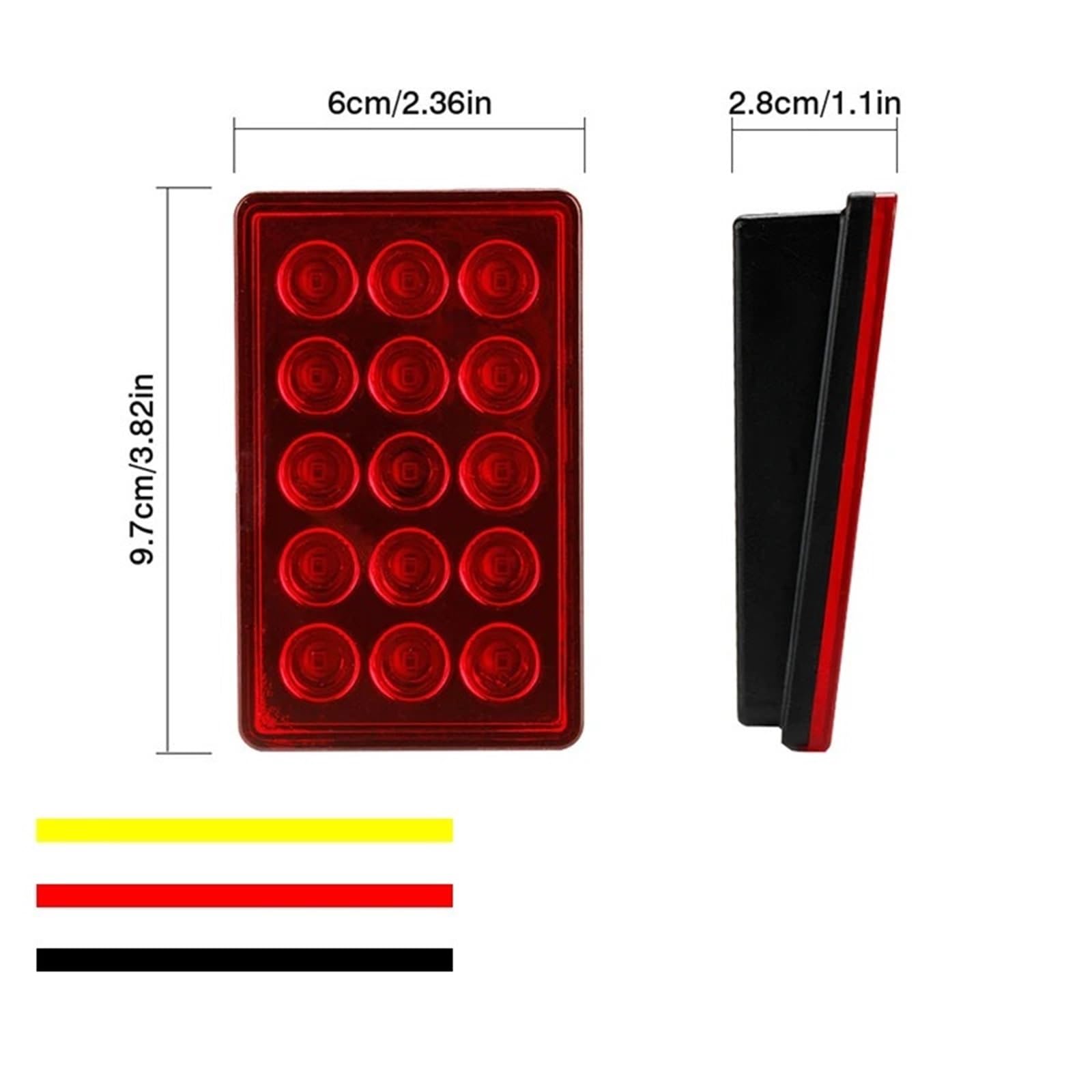 Generico Luce freno Terza luce di stop Stroboscopica Luce posteriore 15 ROSSI guida DRL Fendinebbia