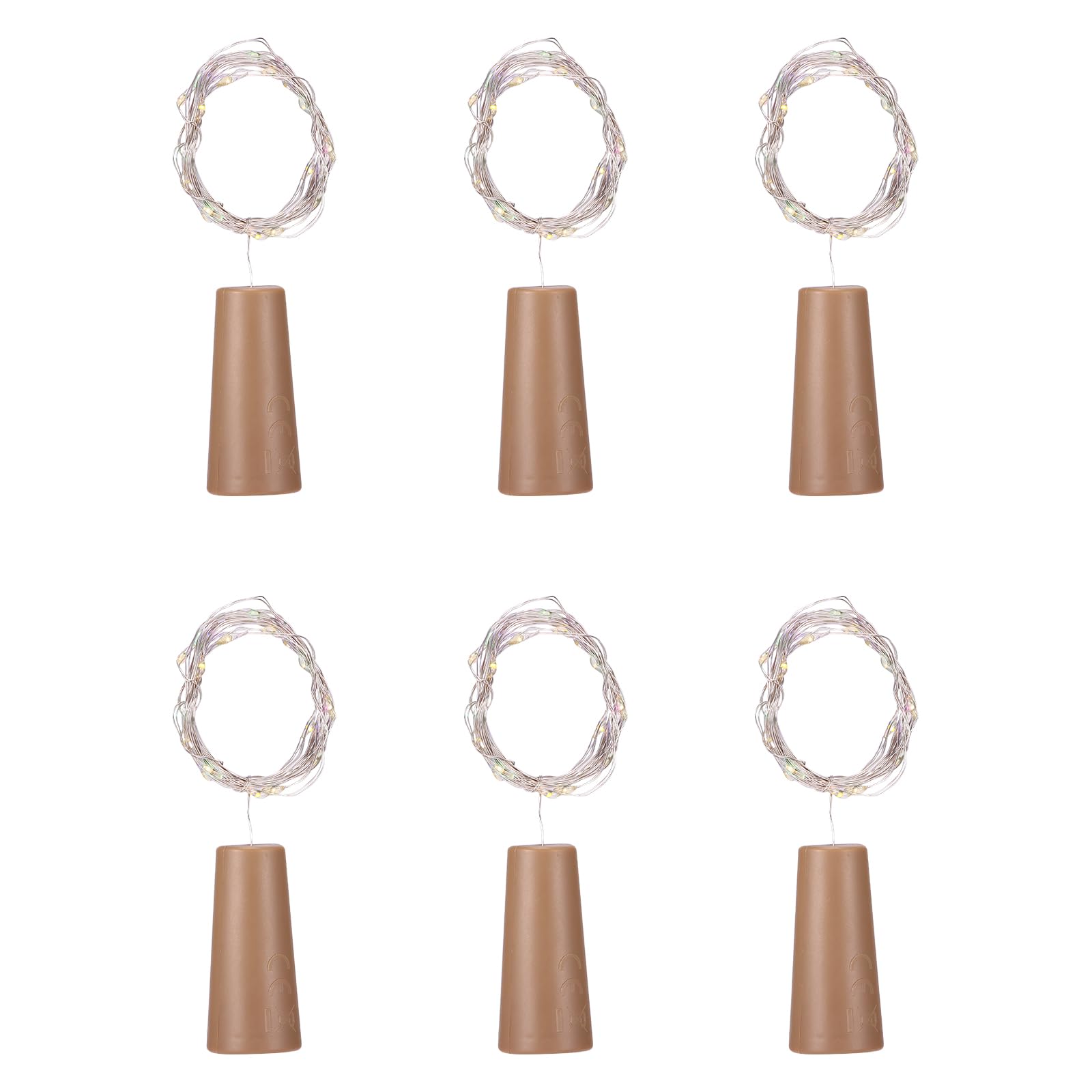 Marstey 6pcs LED Wine Bottle Stopper Lights (2 Meters 20 Lights) snap-on Style Bag (Warm Color)