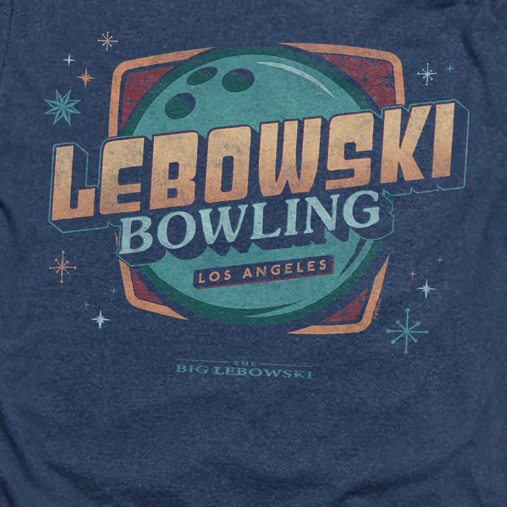 Popfunk The Big Lebowski Lebowski Bowling Unisex Adult Heather T Shirt, Navy Heather, 4X-Large