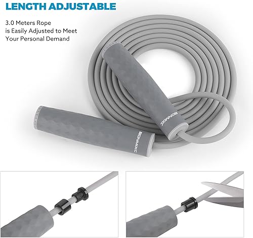 Miniatura 6 de Cuerda de saltar en 3 estilos Cuerda de saltar con peso de 1 libra para mujeres adultas. Cuerda de saltar de velocidad con rodamientos de bolas
