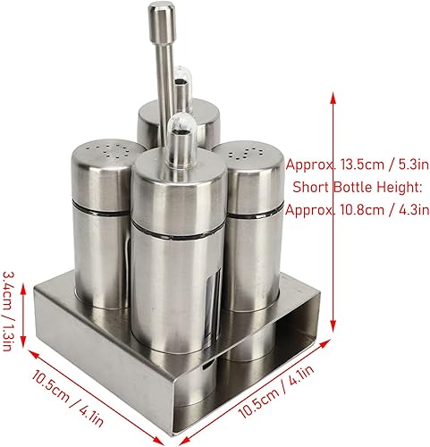 Miniatura 3 de Fdit Juego de botellas de aceite y vinagre, dispensador de aceite de acero inoxidable 304, botella de vinagre con soporte base para cocina