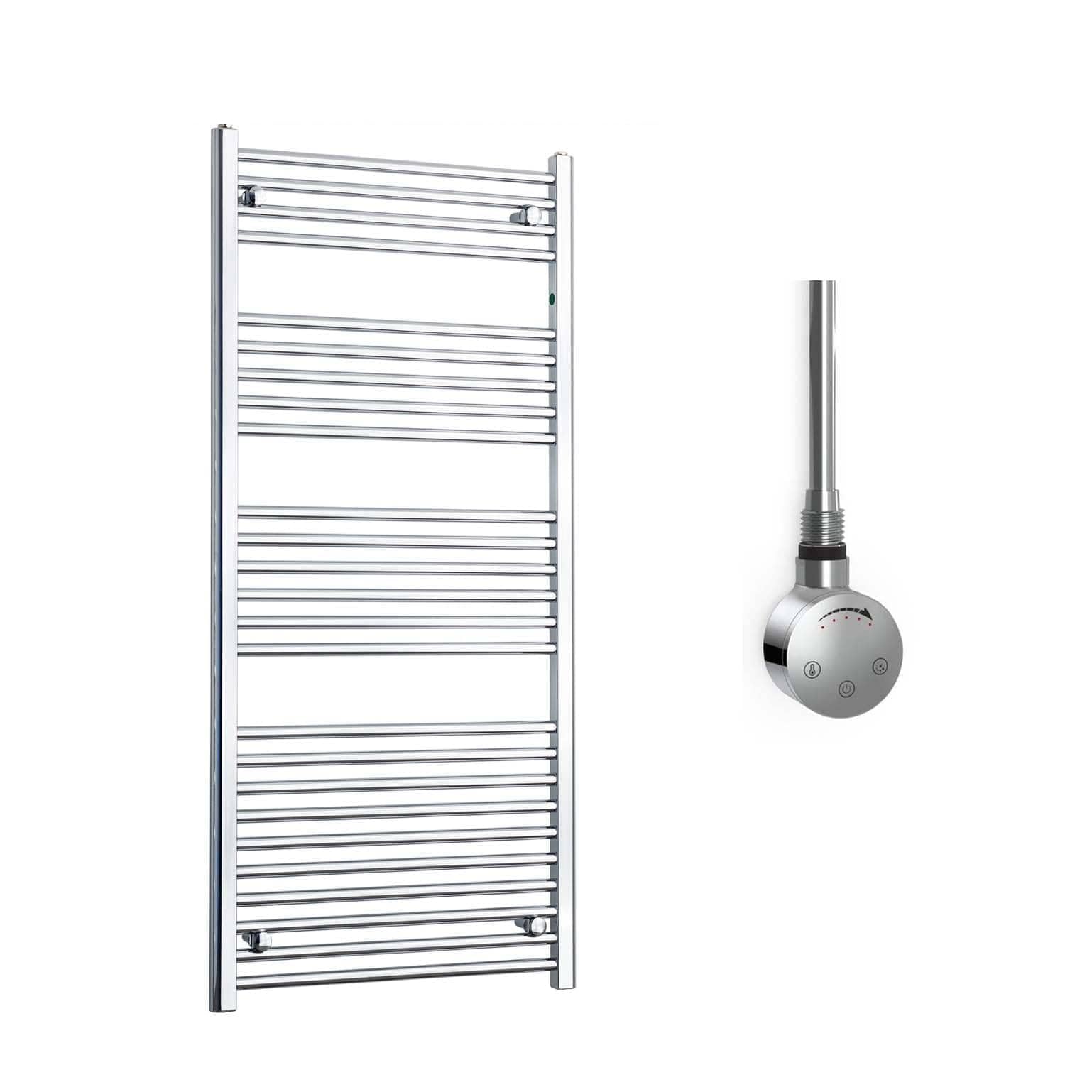 Companyblue 600 x 1400mm Sparkling Chrome Electric Heated Towel Rail with Thermostatic Heating Element - Flat Pre-Filled Electric Towel Warmer Radiator