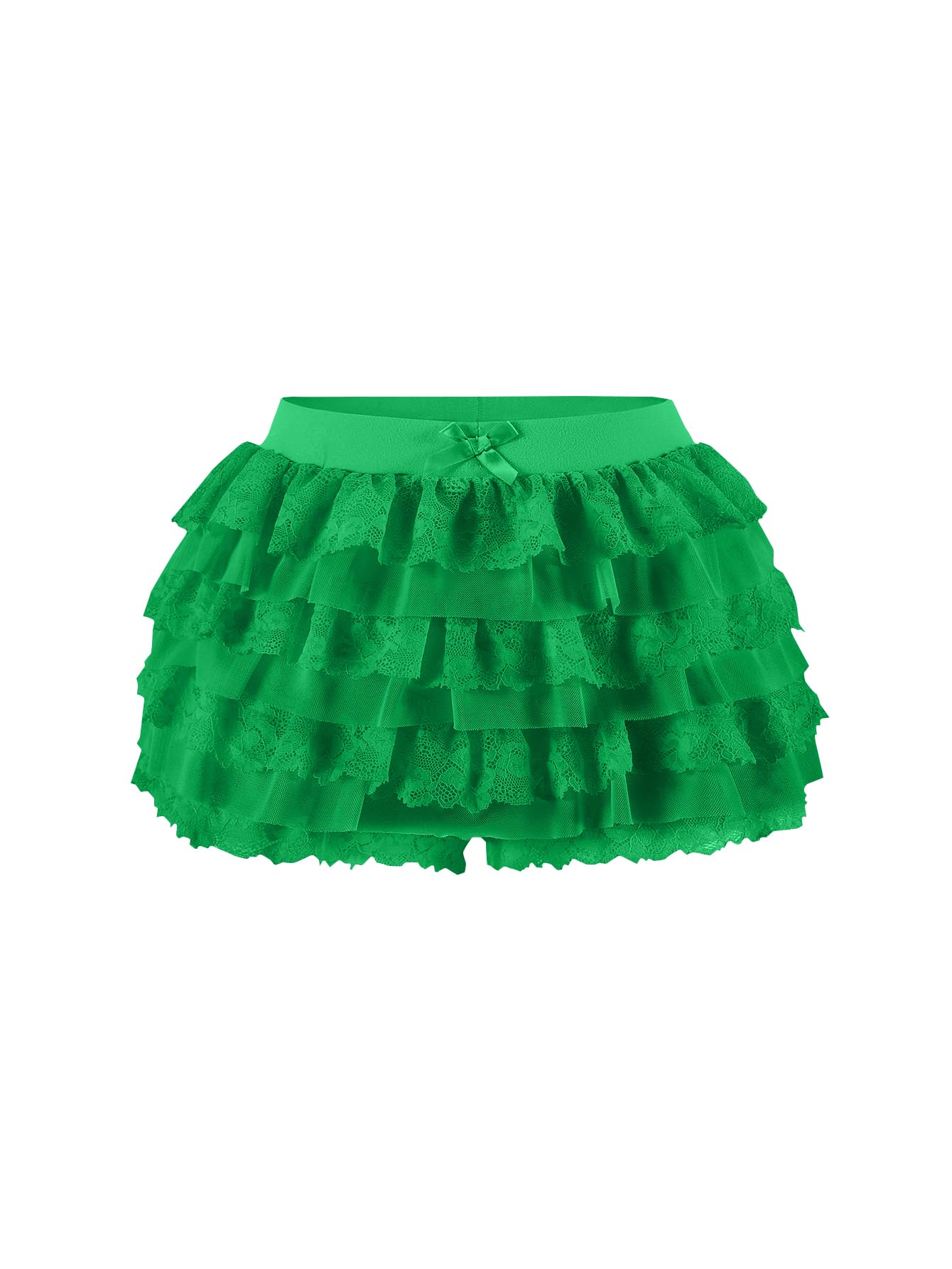 Women Y2K Lace Multi-Layered Bloomers Lolita Ruffle Shorts Cute Mini Skirt