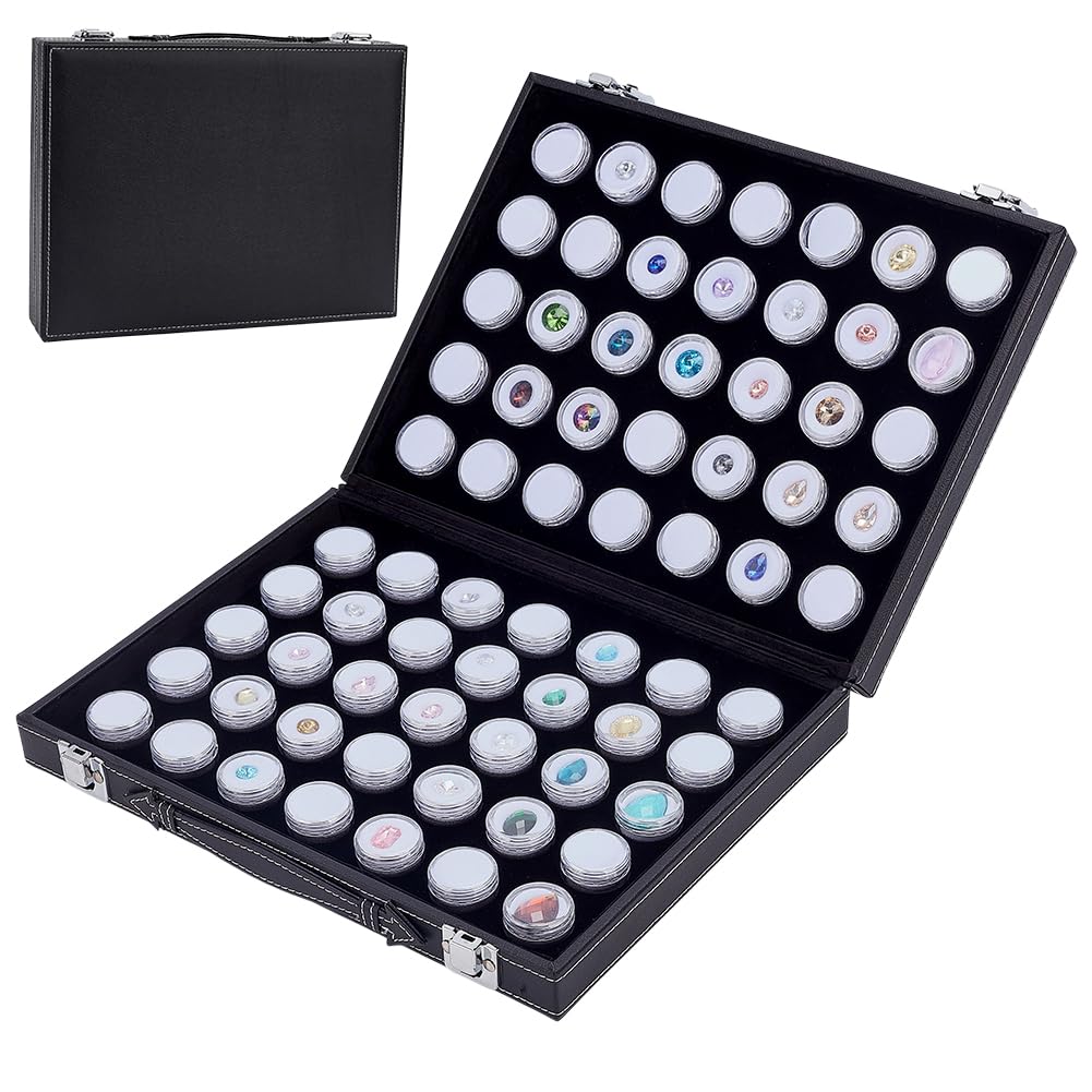 BENECREAT 70 Espositore per Gioielli con Bottoni Automatici, Organizer In Pelle Da 30x24cm per Conservare Pietre Preziose, Diamanti Sfusi, Cristalli e Oggetti Da Collezione