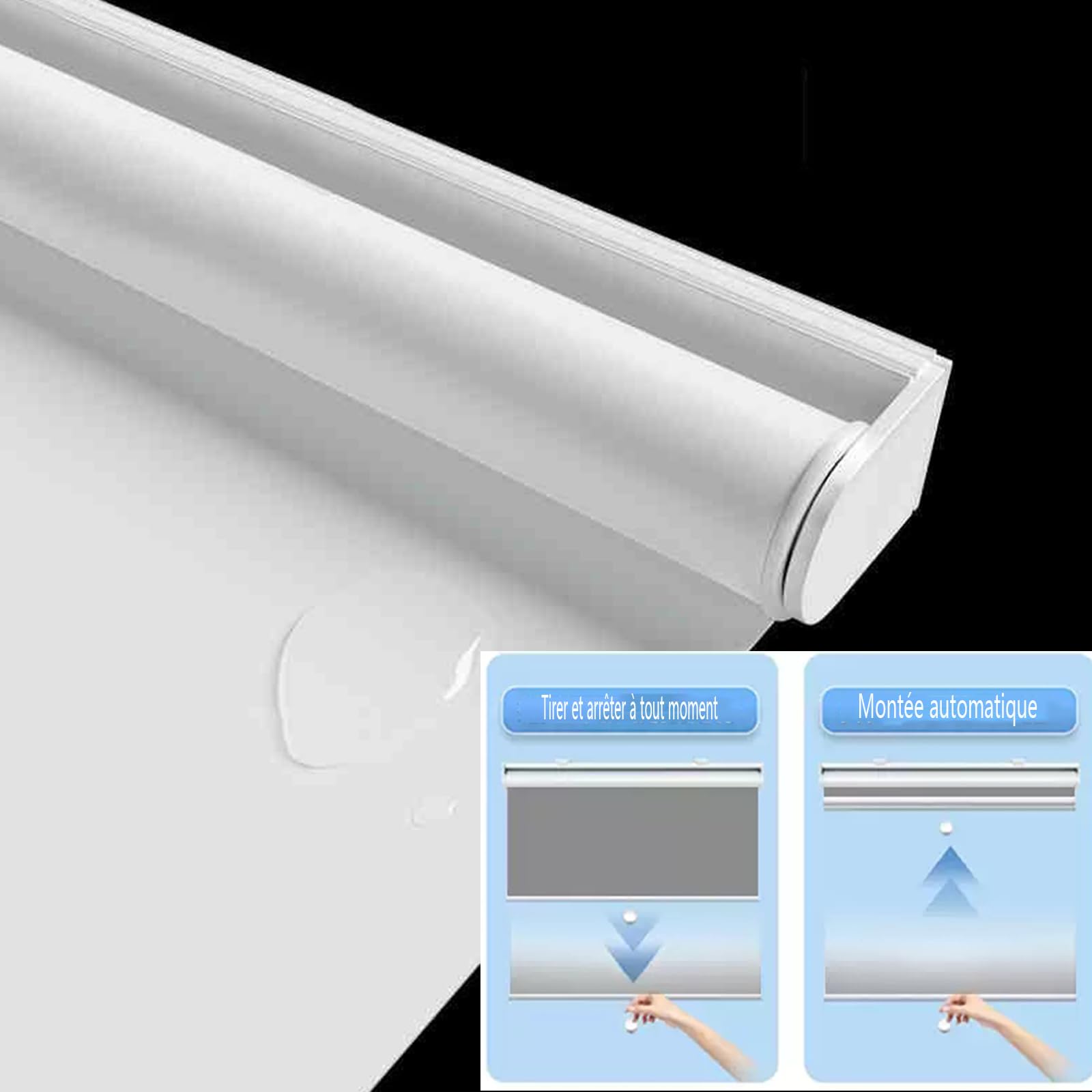 Store enrouleur occultant automatique sans fil (100 cm x 130 cm) pour la maison et le bureau - Store