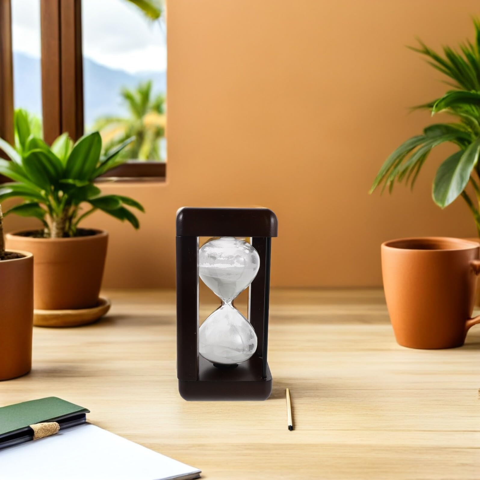 Reloj de Arena Retro de Vidrio Blanco para Cocina y Exterior