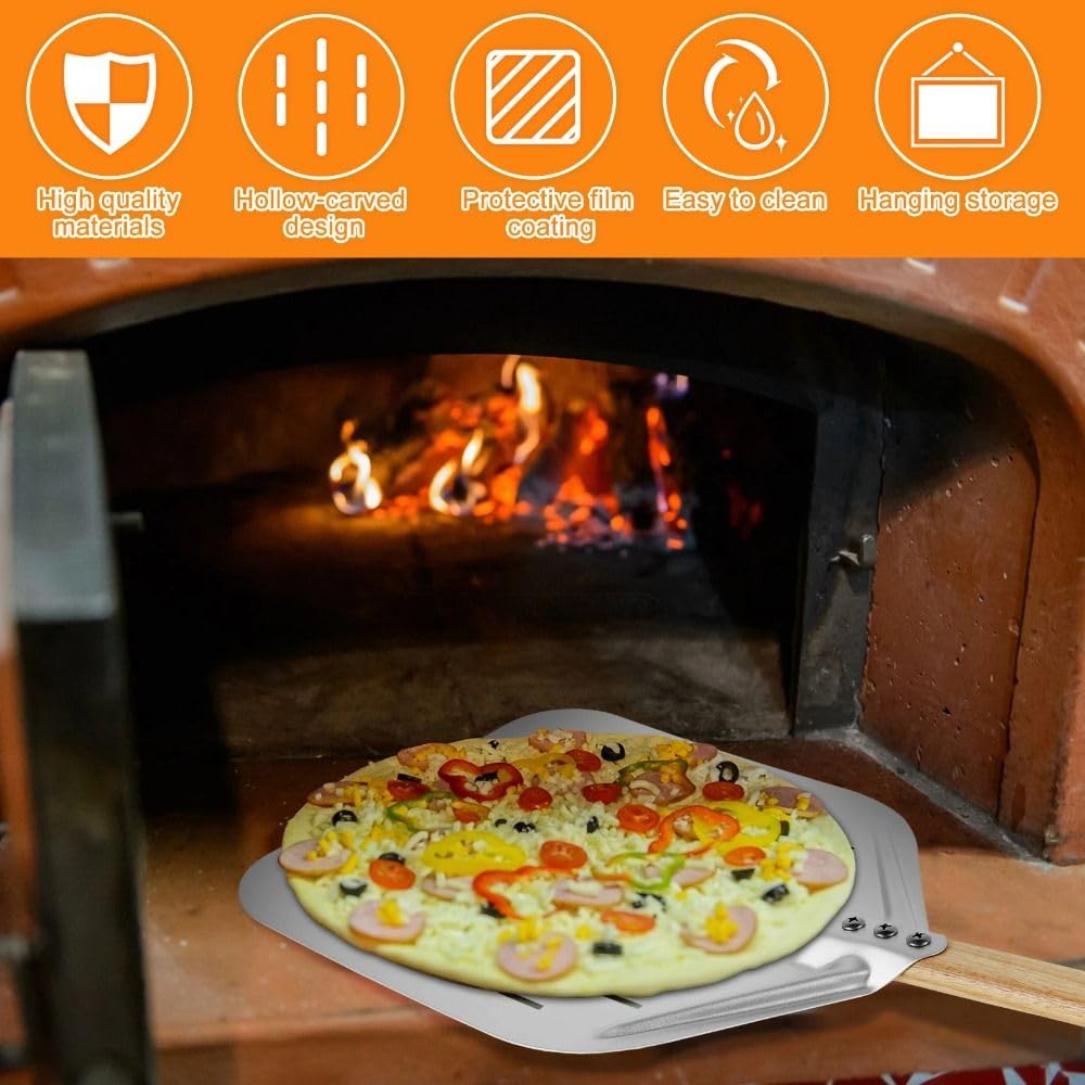 Pala Per Pizza 1 pz Gadget da cucina Pala for pizza Manico lungo for in lega di alluminio 12 pollici Antiaderente Paletta for Spatola Attrezzi for