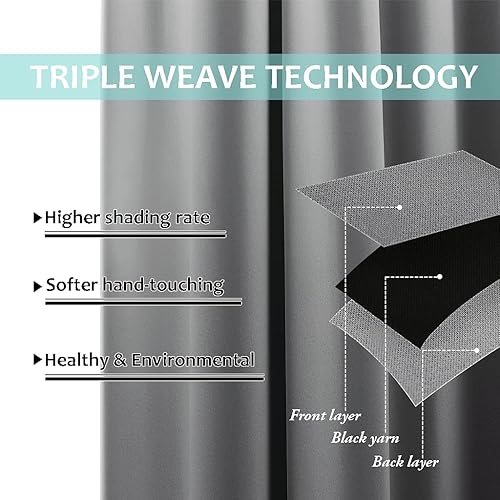 Miniatura 6 de NICETOWN - Cortina opaca para puertas de patio, ventanas, puertas corredizas y separadora de ambientes de alta resistencia para la protección de la