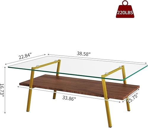 Miniatura 2 de Juego de mesa auxiliar y mesa auxiliar de 3 piezas, marco de metal dorado, mesas auxiliares superiores de cristal, estante superior cuadrado, mesas