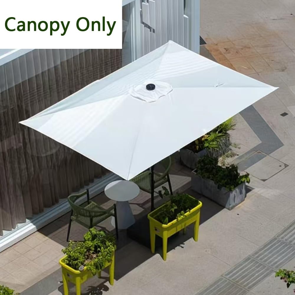 Telo di Ricambio per Ombrellone Rettangolare 3×2 M 6 Stecche Tessuto di Ricambio per Ombrellone Copertura di Ricambio per Ombrellone(Khaki)