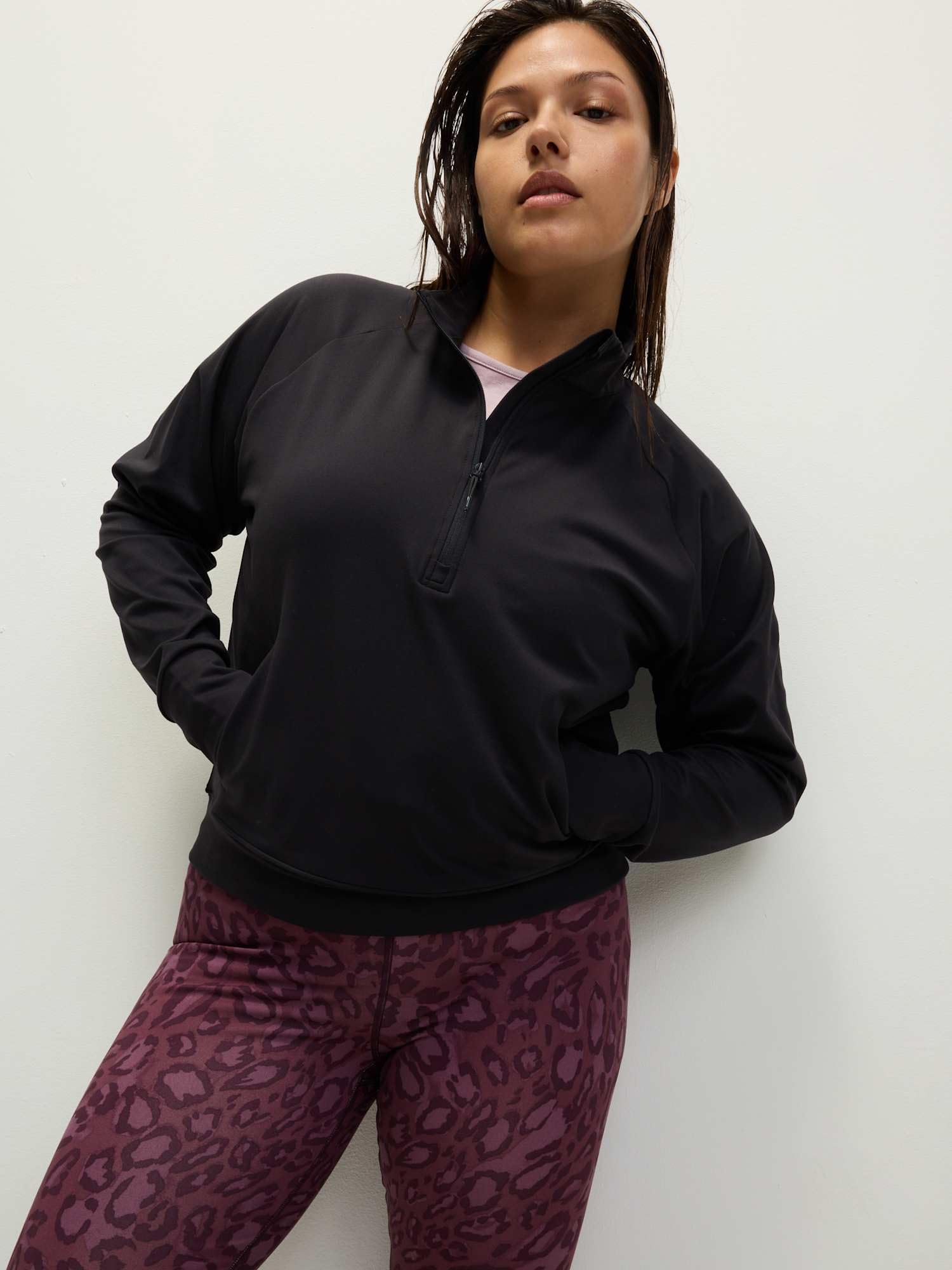 Marks & Spencer Haut Yoga Demi-Zip Col Montant Femme, Coupe Standard, Flexifit™
