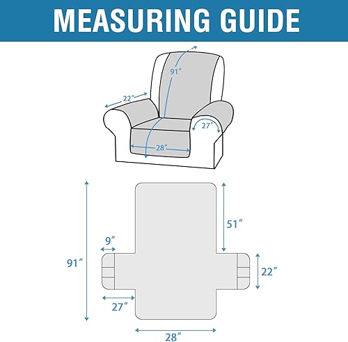 Miniatura 9 de H.VERSAILTEX Fundas de sofá 100% impermeables para sofás reclinables, fundas reversibles para sillas reclinables, protector de muebles con correas
