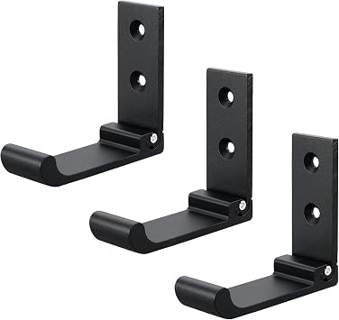 3PCS Folding Coat Hooks - Heavy Duty Aluminum Alloy Wall Mounted Hooks for Coats, Towels, Accessories - for Home/OfficeBlack,Large