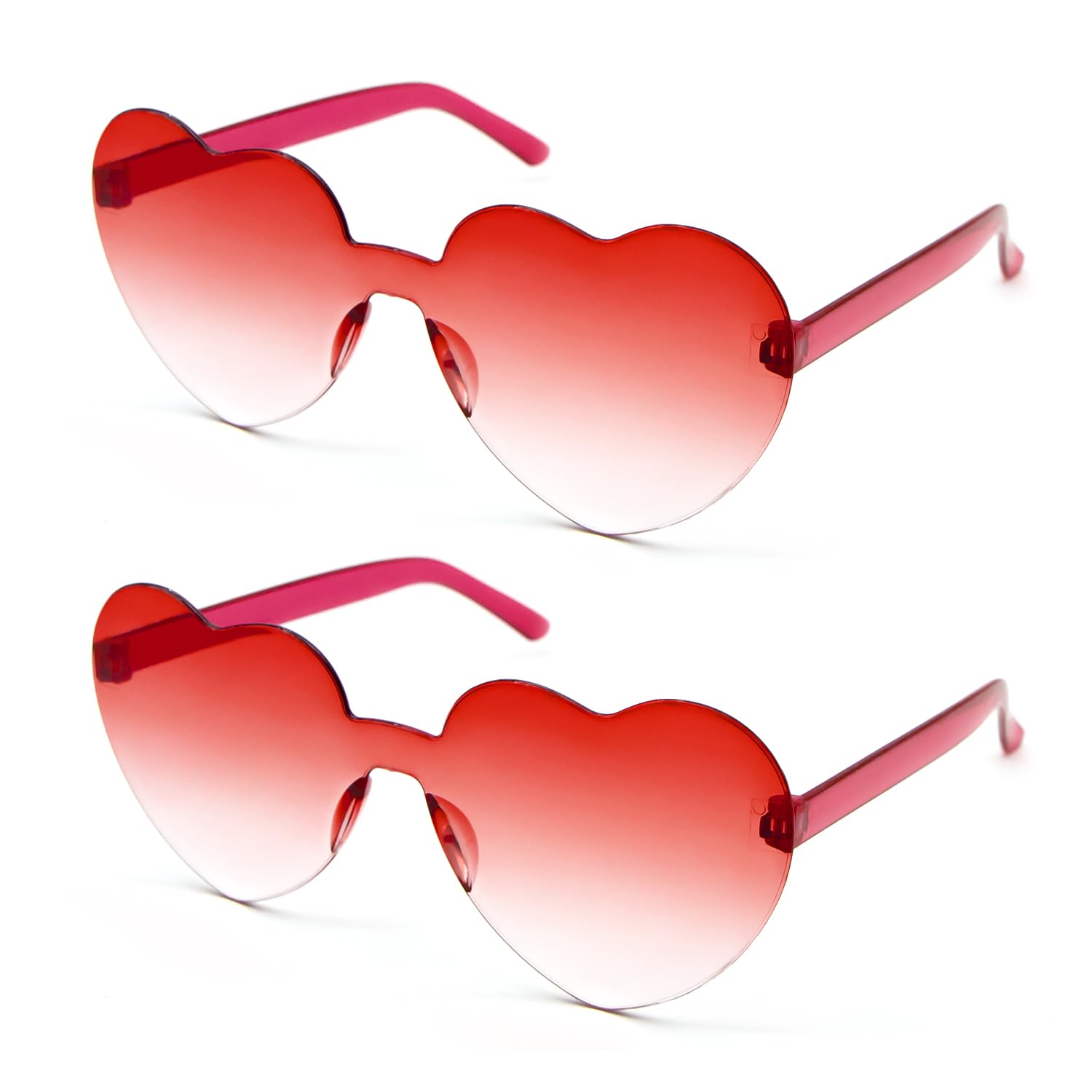 ALLY-MAGIC2PCS Fashion Heart Oversized Rimless Sunglasses One Piece Heart Shape Eyewear Colored Sunglasses for Women Y3AX2J
