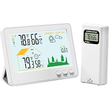 Indoor Outdoor Thermometer Hygrometer Wireless Weather Station with 30m-100m Range Remote Sensor, Weather Forecast, Air Pressure, Comfort Display, Backlight Use for Home, School, Greenhouse