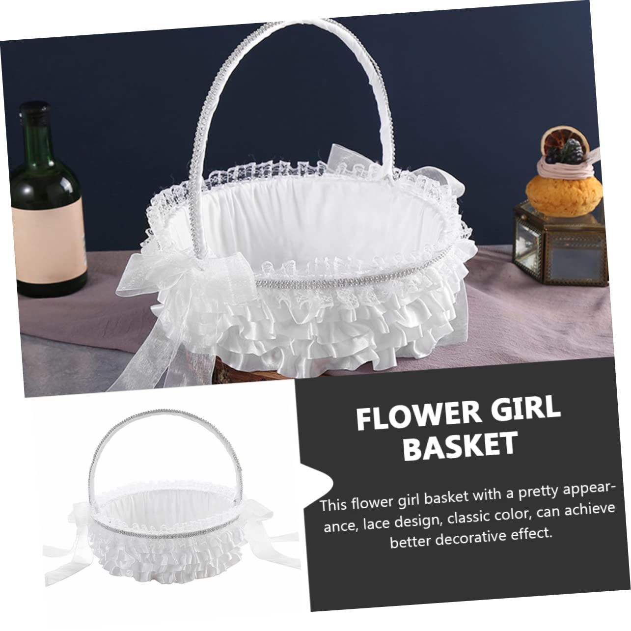 Cabilock 2stücke Hochzeitsblumenkorb Für Blumenmädchen Design Mit Spitzenrand Für Zeremonien Und Feierlichkeiten Leicht Und Tragbar Streuen Von Blütenblättern