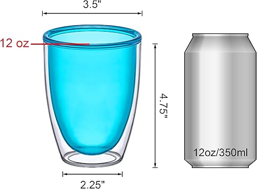 Miniatura 4 de Amazing Abby - Andes - Vasos de plástico aislados de 12 onzas (juego de 4), vasos de plástico de doble pared, vasos de plástico reutilizables de