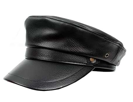 Brcus Women Yacht Captain Sailor Hat PU Newsboy Cabbie Baker