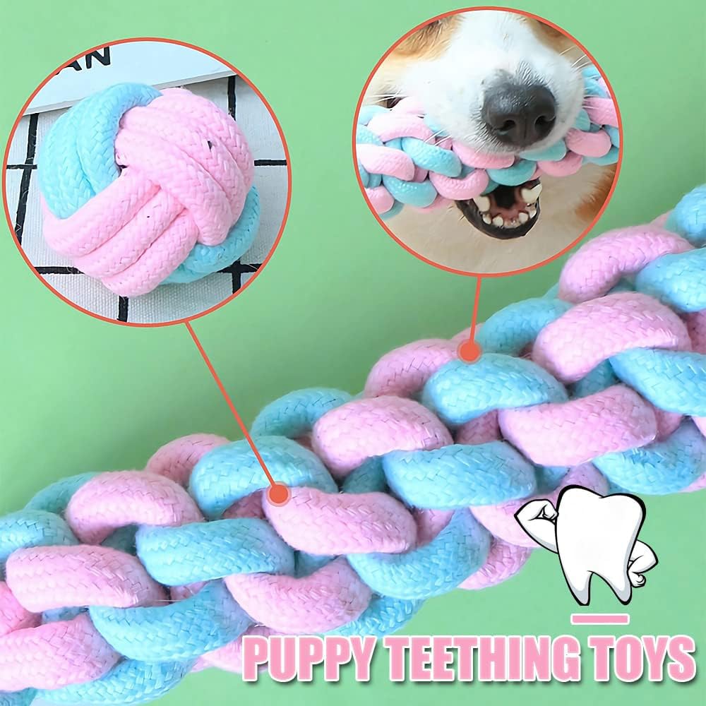 XINDAOLAISHENGQ 2 Packs Puppy Rope Toys Chew Ropes Puppy Rope Toys Teething Toys Puppy Chew Toys Cotton Dog Tug Toys Puppy Teething Toys for Puppys Small Mediuem Dogs - Image 4